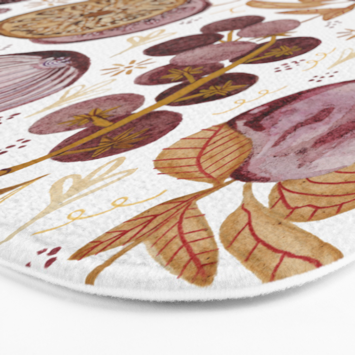 Garden Vegetables & Fresh Fruit in Ochre & Burgundy Bath Mat Gallery Image 3