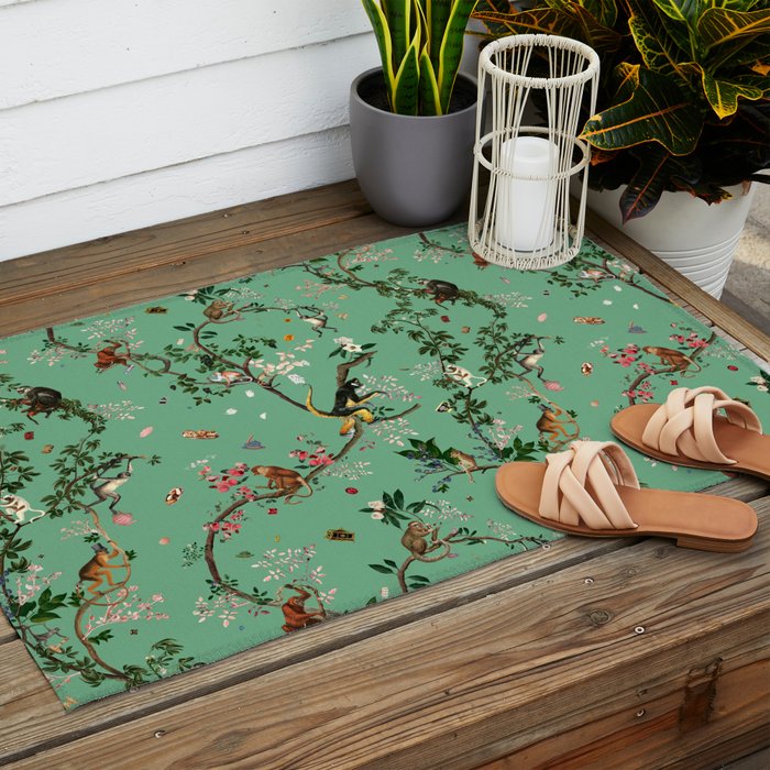 Monkey World Green Outdoor Rug Gallery Image 2