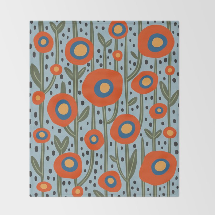 Flower Market Amsterdam, Modern Retro Flower Print Throw Blanket Gallery Image 2