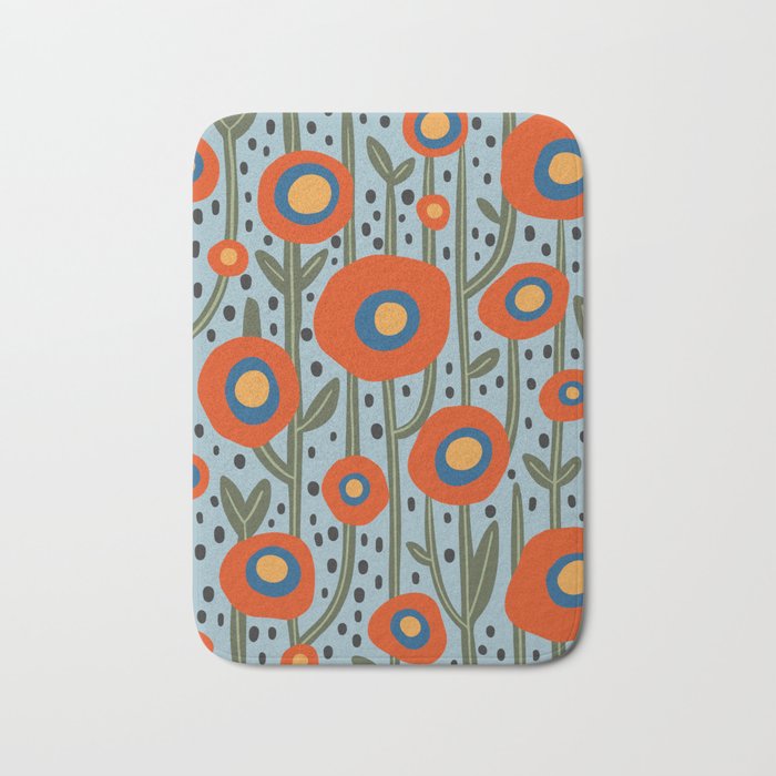 Flower Market Amsterdam, Modern Retro Flower Print Bath Mat Gallery Image 1