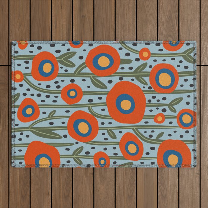 Flower Market Amsterdam, Modern Retro Flower Print Outdoor Rug Gallery Image 1