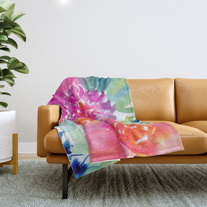 preppy flowers N.o 4 Throw Blanket Gallery Image 1