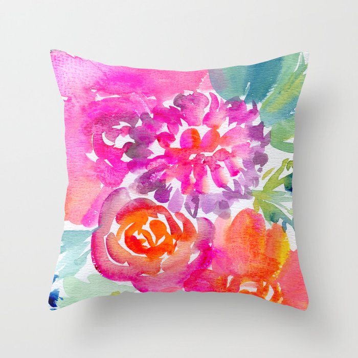 preppy flowers N.o 4 Throw Pillow Gallery Image 6