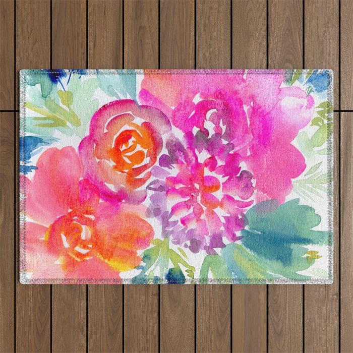 preppy flowers N.o 4 Outdoor Rug Gallery Image 1