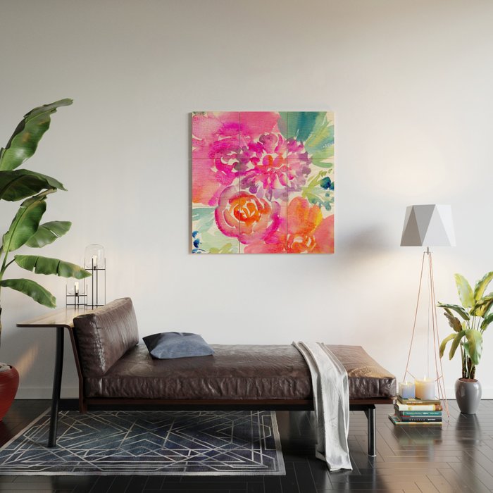 preppy flowers N.o 4 Wood Wall Art Gallery Image 2