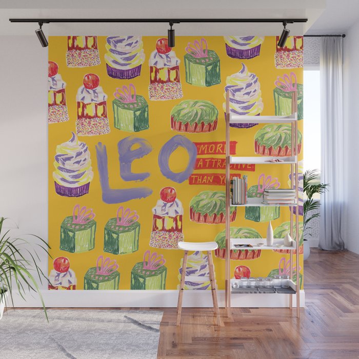 Leo Birthday Treats in Orange | Zodiac Series Wall Mural Gallery Image 1
