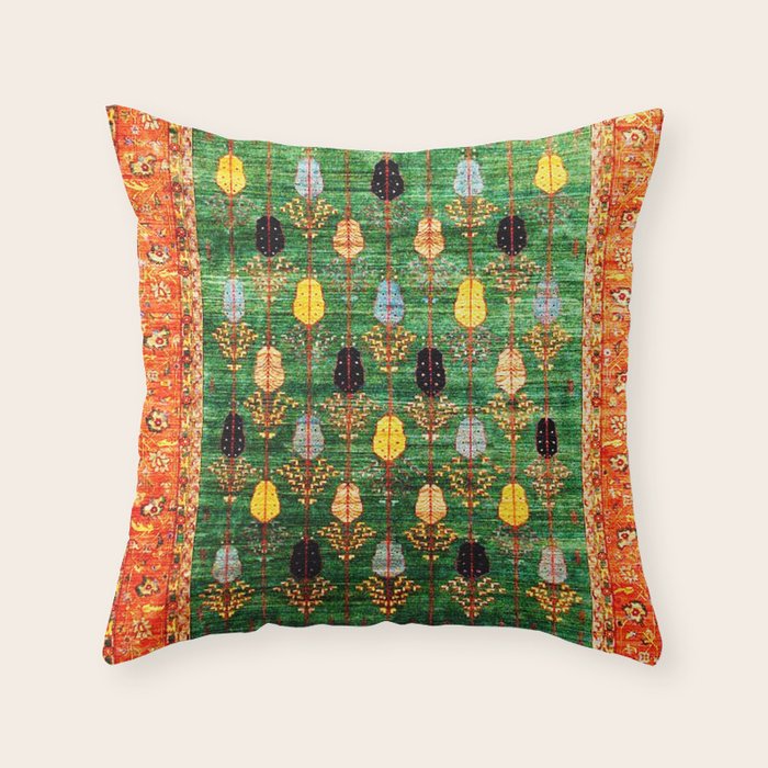 Q'ashqai Tribal Persian Rug Print Throw Pillow Gallery Image 1