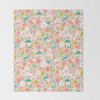 Dinosaurs + Unicorns in Pink + Teal Throw Blanket Gallery Image 2