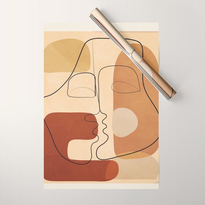 Abstract Line Kiss 2 Wrapping Paper Gallery Image 1
