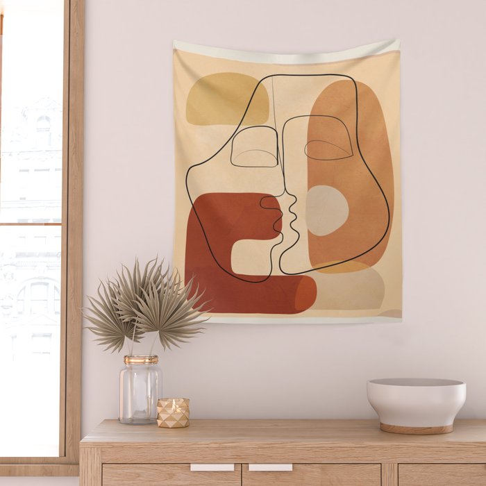 Abstract Line Kiss 2 Wall Tapestry Gallery Image 2