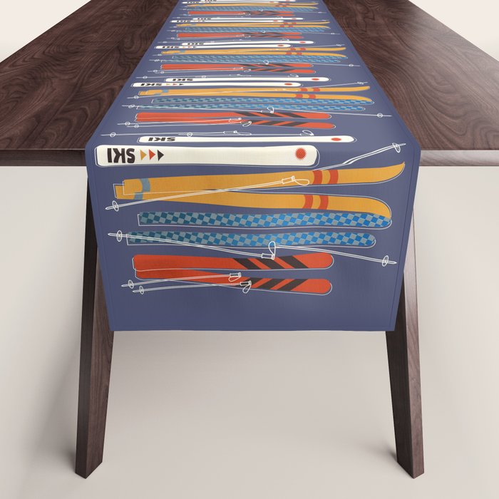 Retro Colorful Skis Table Runner Gallery Image 1