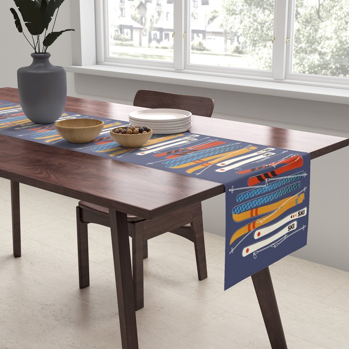 Retro Colorful Skis Table Runner Gallery Image 2