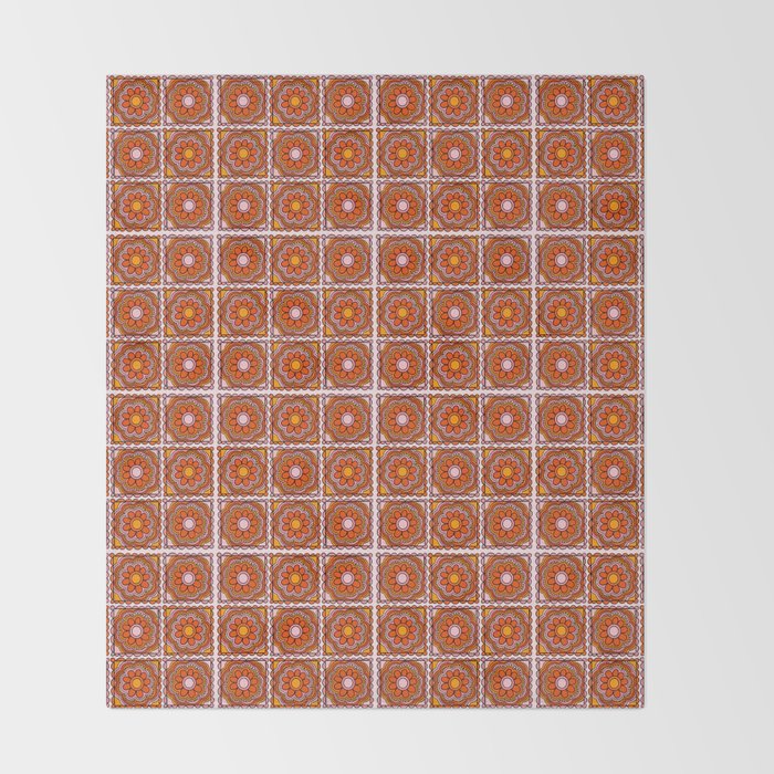Flower Granny Square Print Throw Blanket Gallery Image 2
