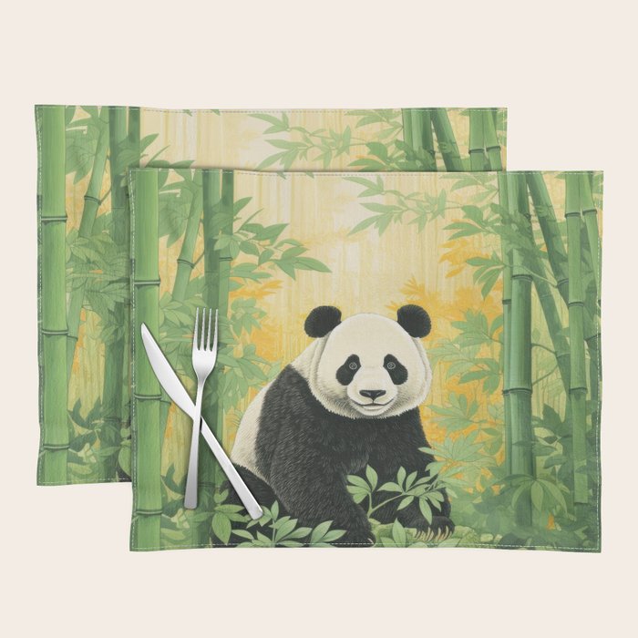 Smiling Panda Among Bamboo Placemat Gallery Image 1