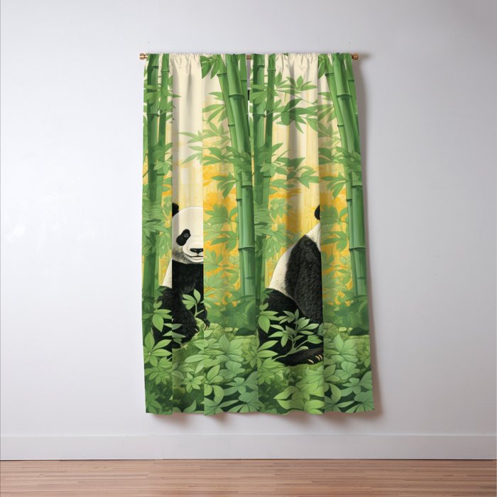 Smiling Panda Among Bamboo Window Curtain Gallery Image 3