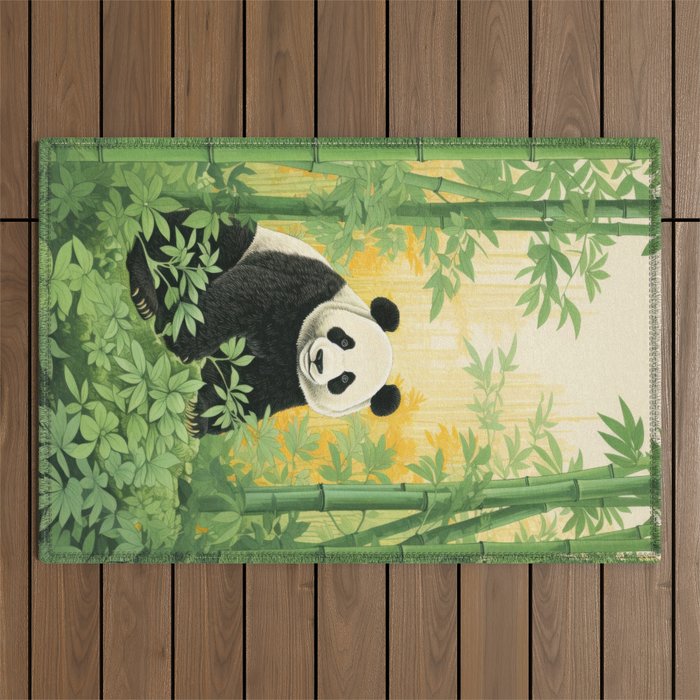 Smiling Panda Among Bamboo Outdoor Rug Gallery Image 1
