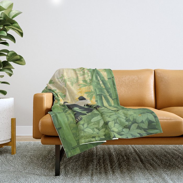Smiling Panda Among Bamboo Throw Blanket Gallery Image 1