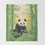 Smiling Panda Among Bamboo Throw Blanket Gallery Image 2