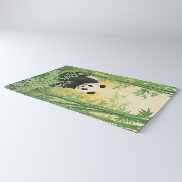 Smiling Panda Among Bamboo Rug Gallery Image 3