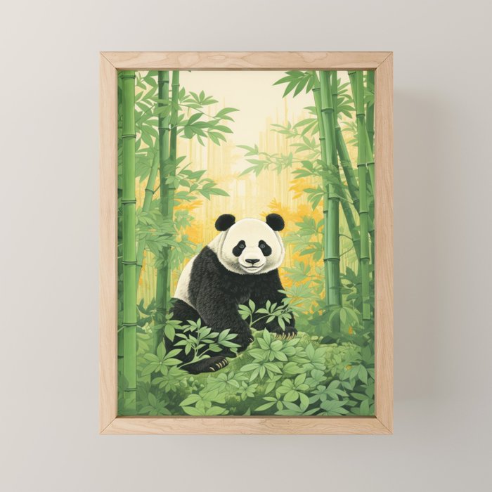 Smiling Panda Among Bamboo Mini Art Print Gallery Image 1