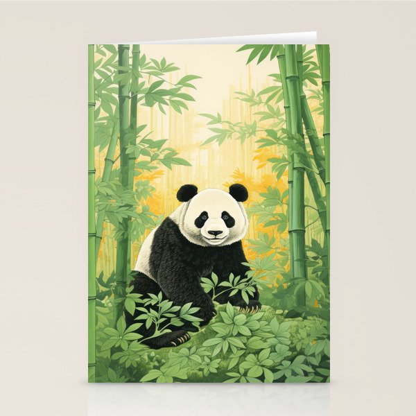Smiling Panda Among Bamboo Stationery Card Gallery Image 2