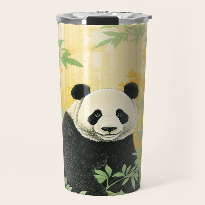 Smiling Panda Among Bamboo Travel Mug Gallery Image 1