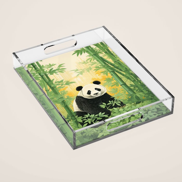 Smiling Panda Among Bamboo Acrylic Tray Gallery Image 1