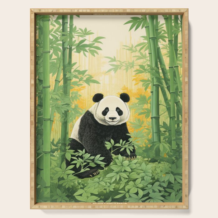 Smiling Panda Among Bamboo Serving Tray Gallery Image 1