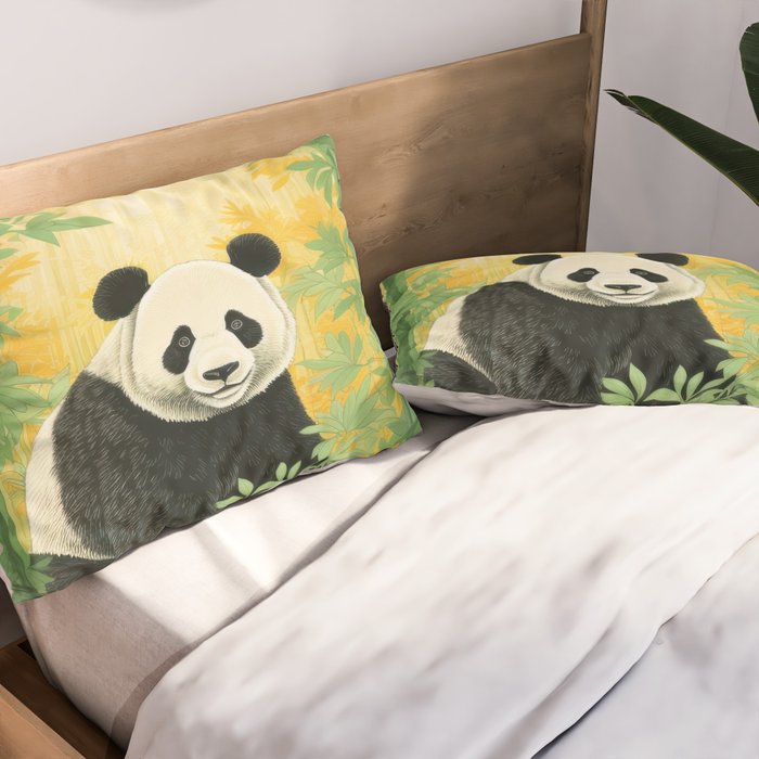 Smiling Panda Among Bamboo Pillow Sham Gallery Image 2