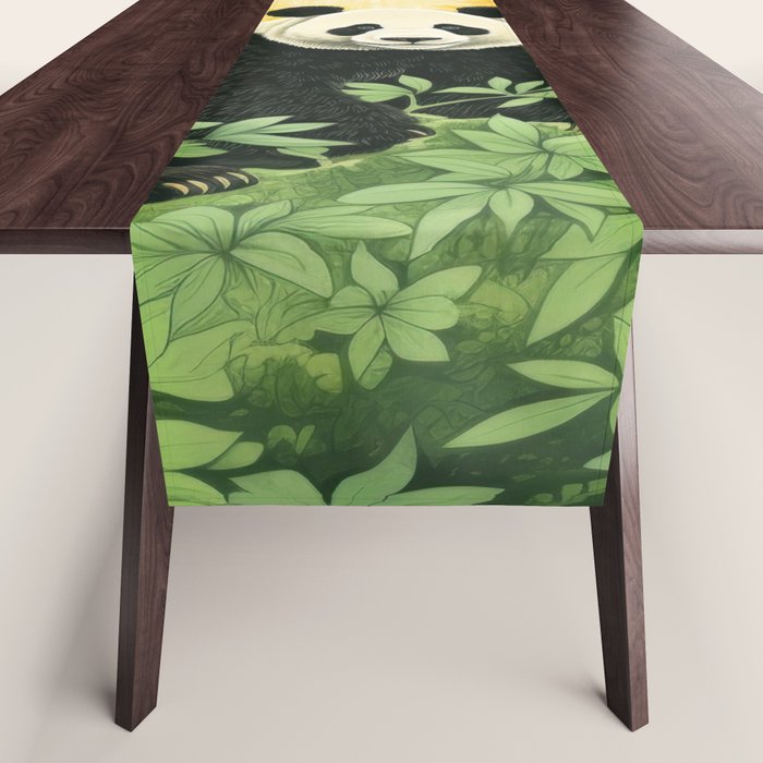 Smiling Panda Among Bamboo Table Runner Gallery Image 1