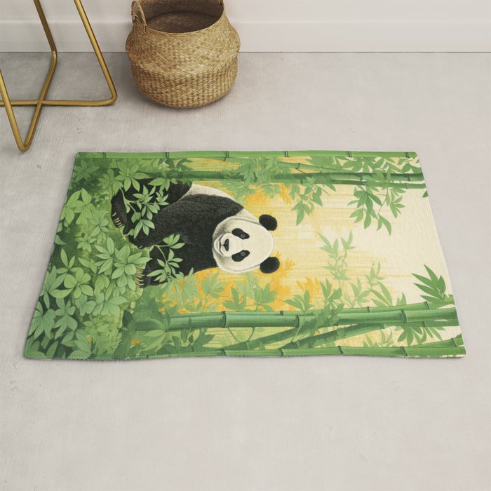 Smiling Panda Among Bamboo Rug Gallery Image 1