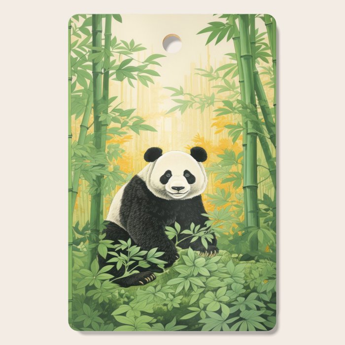 Smiling Panda Among Bamboo Cutting Board Gallery Image 1