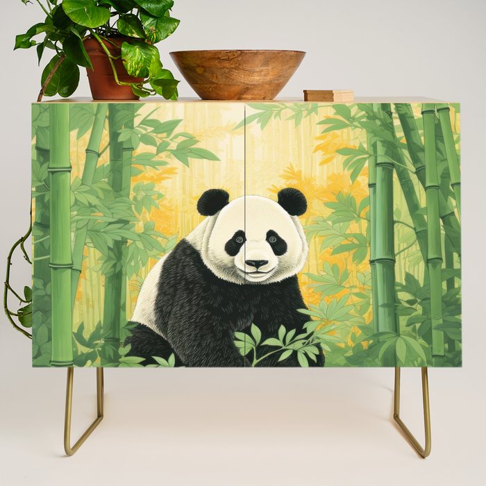 Smiling Panda Among Bamboo Credenza Gallery Image 1