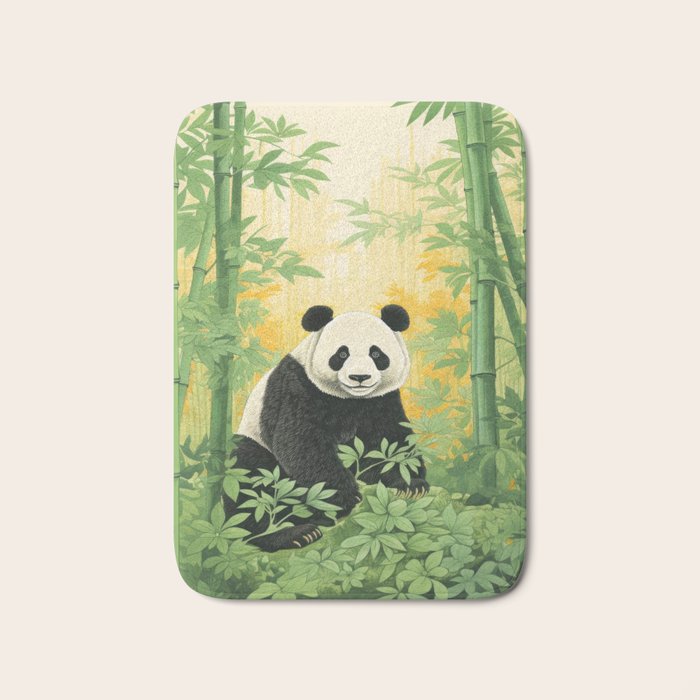 Smiling Panda Among Bamboo Bath Mat Gallery Image 1
