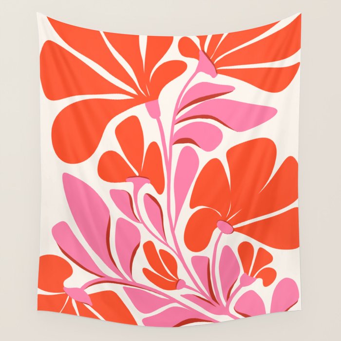 Love Is In The Air - Floral Illustration  Wall Tapestry Gallery Image 1