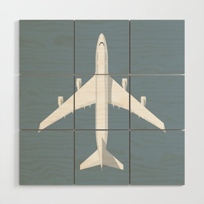 747-400 Jumbo Jet Airliner Aircraft - Slate Wood Wall Art Gallery Image 1