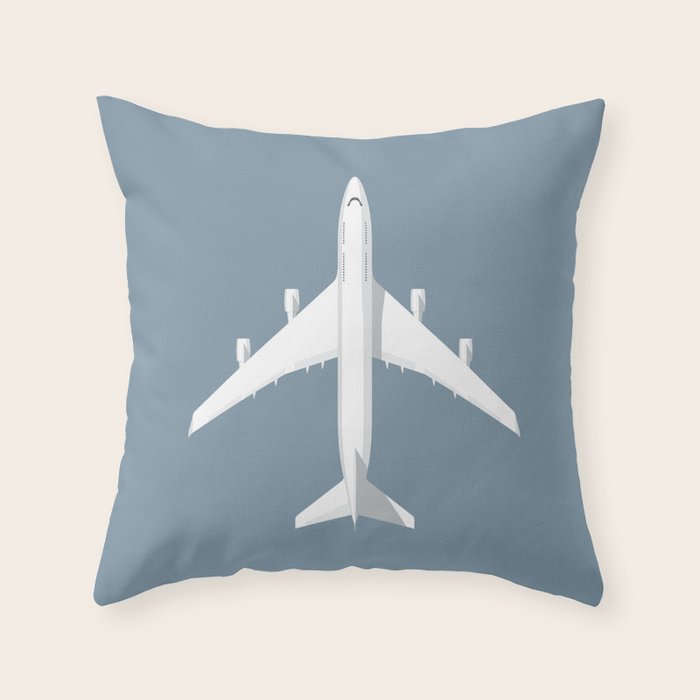 747-400 Jumbo Jet Airliner Aircraft - Slate Throw Pillow Gallery Image 6