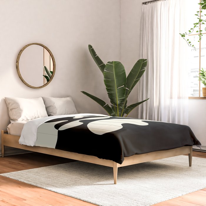 Mid Century Modern Organic Abstraction 235 Black and Ivory White Comforter Gallery Image 2