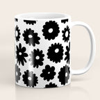 Black and white retro flower art pattern Coffee Mug Gallery Image 1