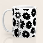 Black and white retro flower art pattern Coffee Mug Gallery Image 3