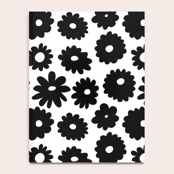 Black and white retro flower art pattern Notebook Gallery Image 4