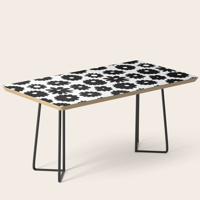 Black and white retro flower art pattern Coffee Table Gallery Image 1