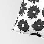 Black and white retro flower art pattern Pillow Sham Gallery Image 4