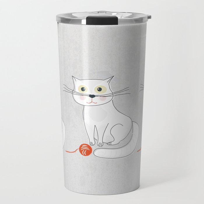 White Cat Travel Mug Gallery Image 1