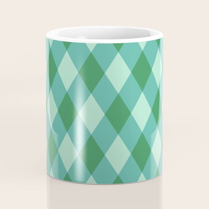 Christmas Diamond Plaid Green Pattern Coffee Mug Gallery Image 4