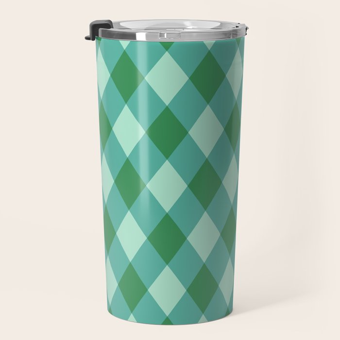Christmas Diamond Plaid Green Pattern Travel Mug Gallery Image 3
