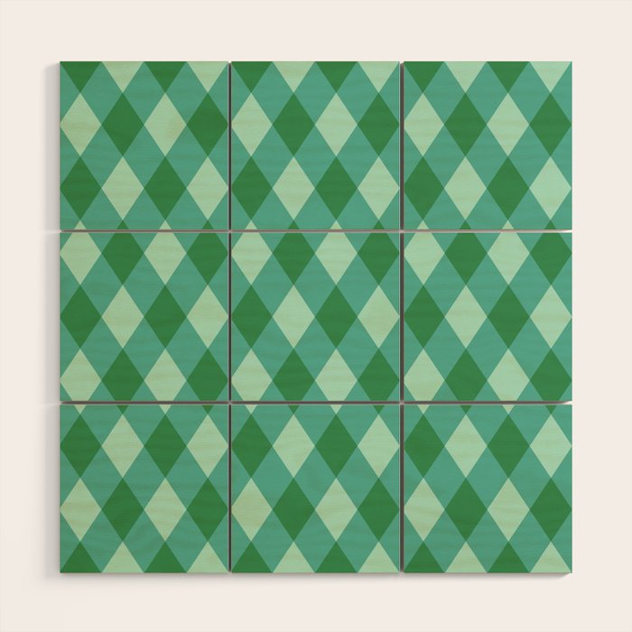 Christmas Diamond Plaid Green Pattern Wood Wall Art Gallery Image 1