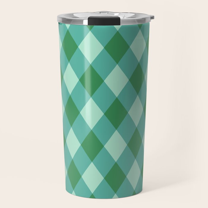 Christmas Diamond Plaid Green Pattern Travel Mug Gallery Image 1