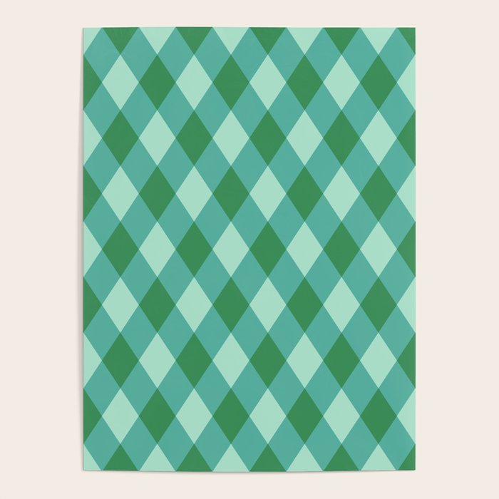 Christmas Diamond Plaid Green Pattern Poster Gallery Image 4