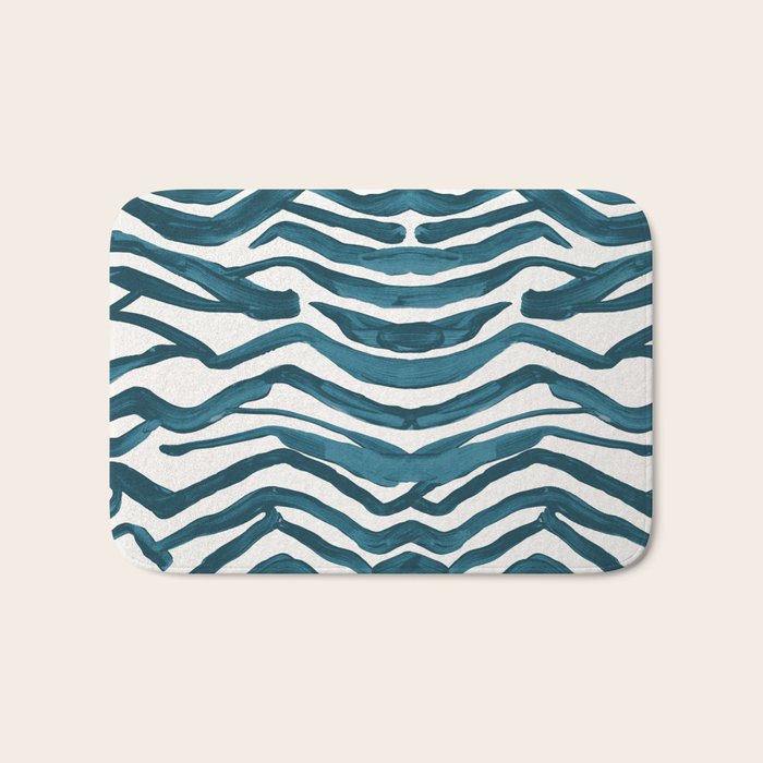 Zebra Print - Teal Palette Bath Mat Gallery Image 1